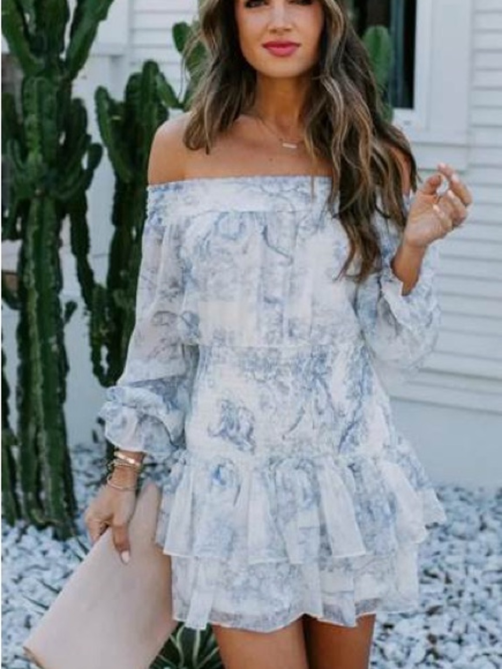 EUC – TCEC Coastal Charm Smocked Off-Shoulder Mini Dress – Medium